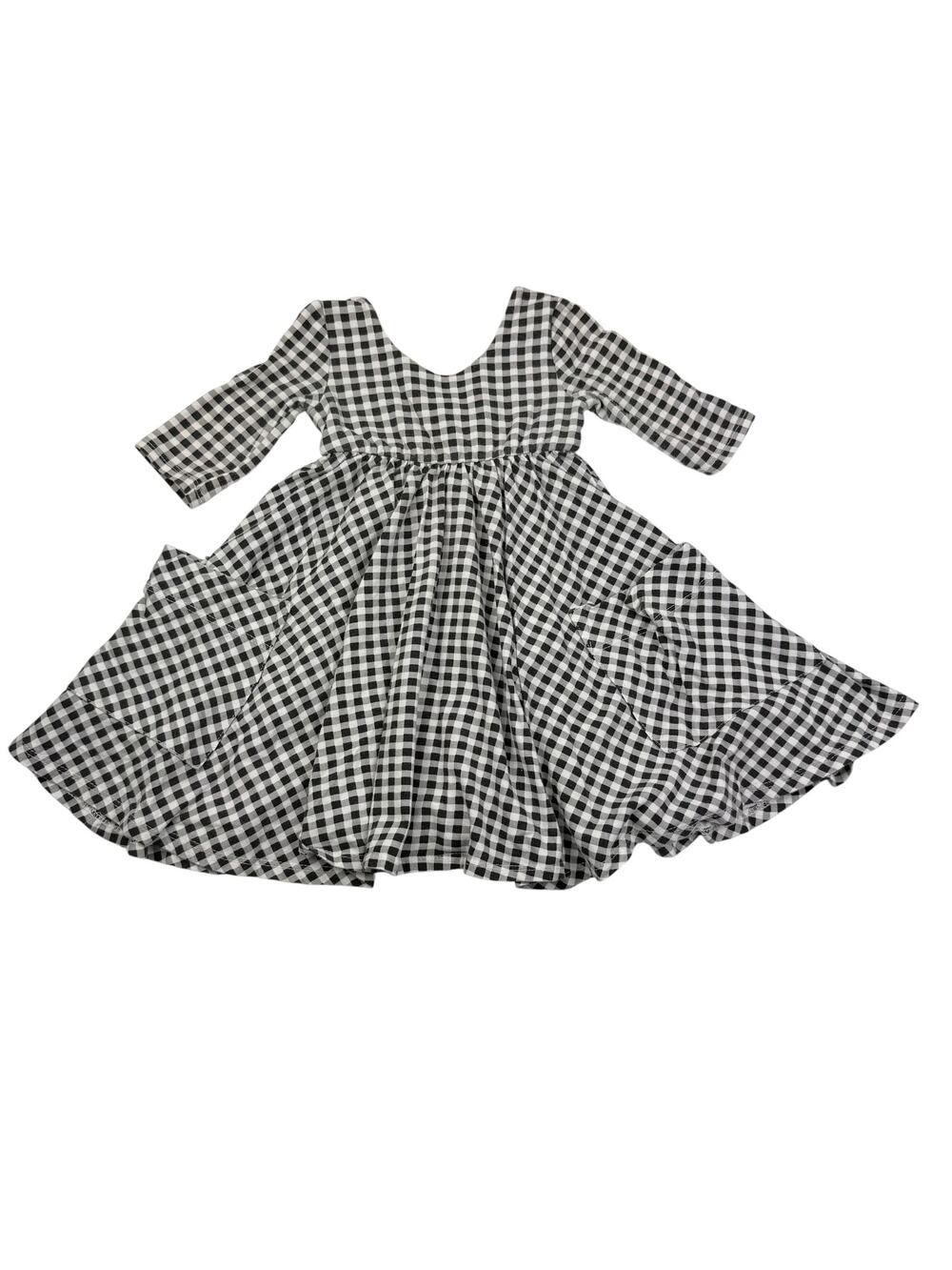 Remie Girl Black Check Pocket Dress, Size 3